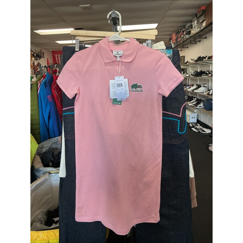 Lacoste x Minecraft Organic Cotton Piqué Polo Long Shirt Pink Size 12